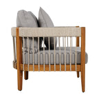 Azari Outdoor Acacia Wood Club Chair with Handwoven Rope Accents & Curved Backrest