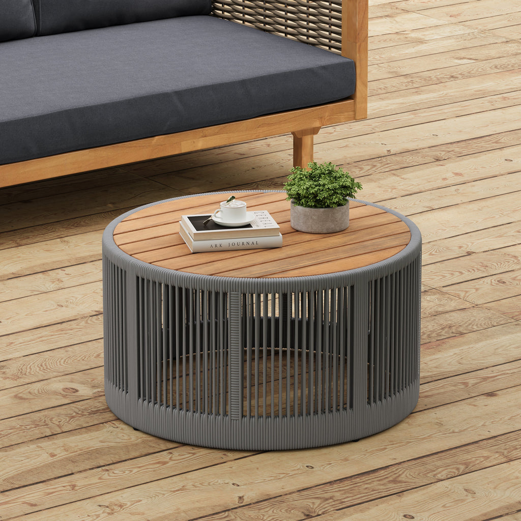 Sundara Outdoor Coffee & Side Table Set with Woven Rope Design