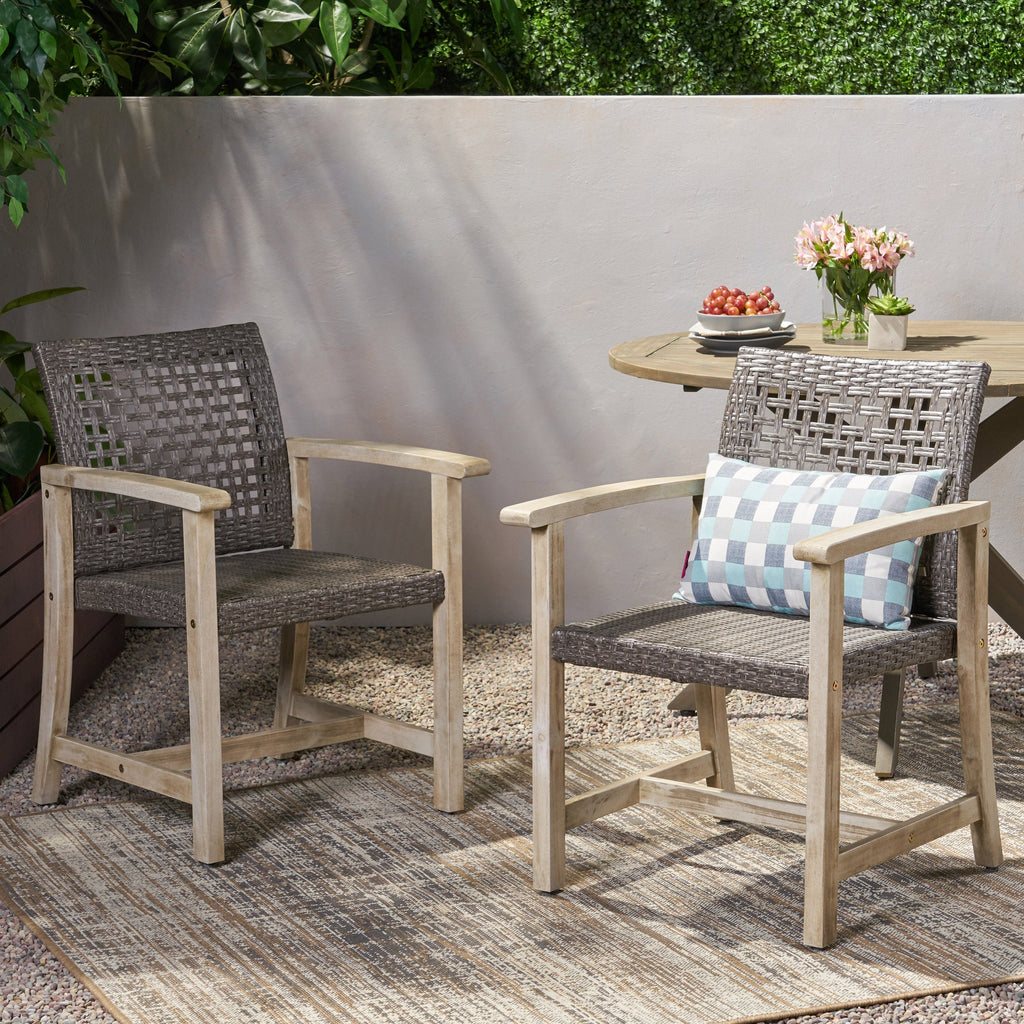 Hampton Outdoor Rattan Dining Chairs, Set of 2