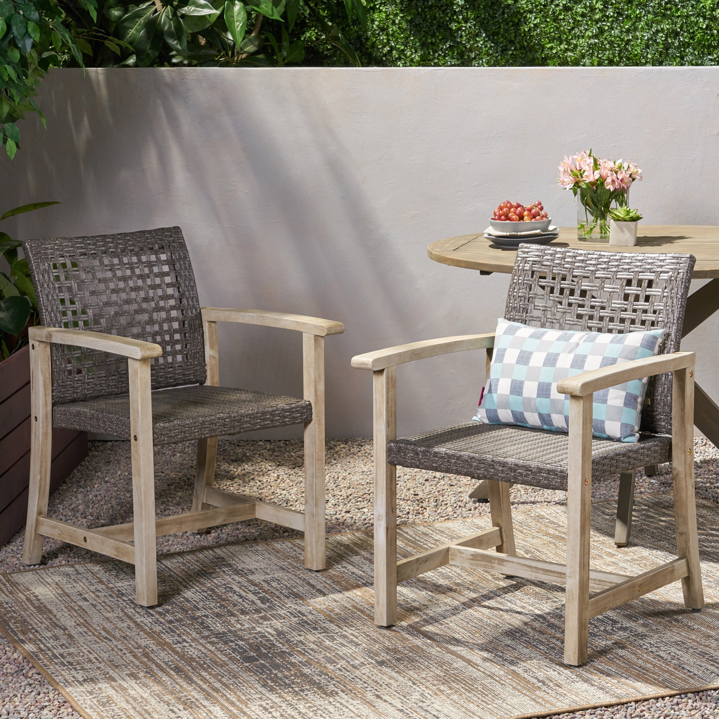 Hampton Outdoor Rattan Dining Chairs, Set of 2