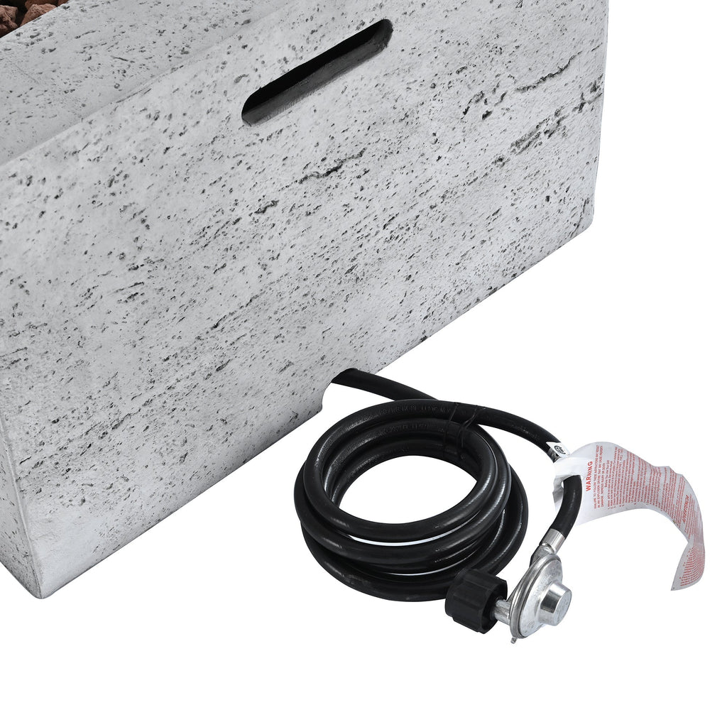 Outdoor Square Fire Pit with Steel Burner, Lava Rocks and Cover