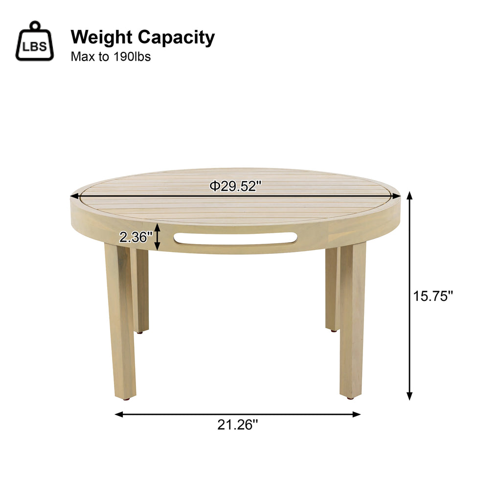 Millie Outdoor Acacia Wood Loveseat & Coffee Table Set