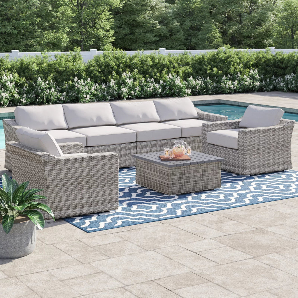 Laguna Sol Fully Assembled 6-Person All-Weather Wicker Sectional Seating Set