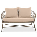 4-Piece Outdoor Sofa Set with Woven Wicker Design and Wood Table Top