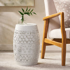 Ruby Outdoor Metal Lace Cutout Accent Table