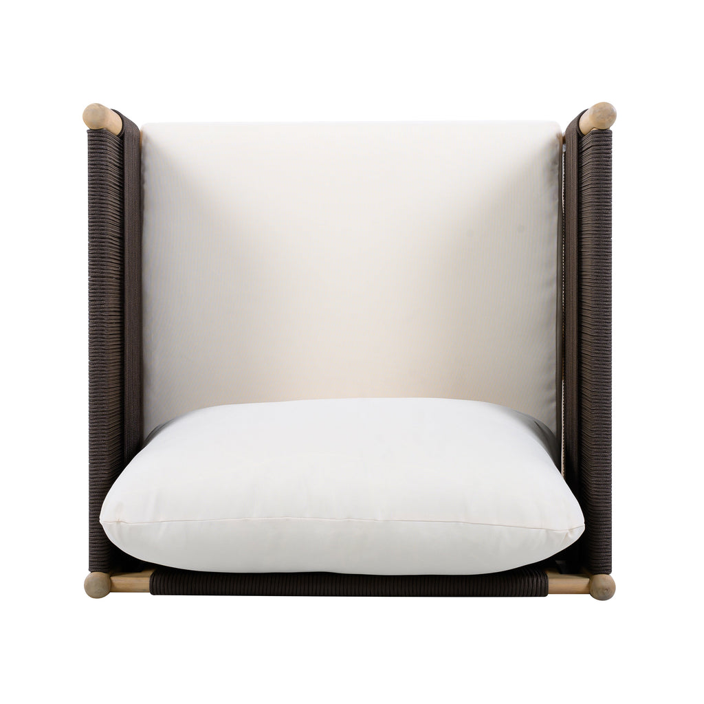 Seabrook Acacia Wood Outdoor Club Chair with Diamond Rope Weave & Cushions