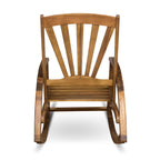 Outdoor Acacia Wood Rocking Chair with Retractable Foot Rest