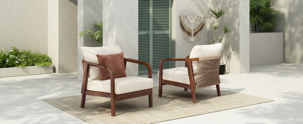 Calder Outdoor Lounge Chair with Woven Backrest