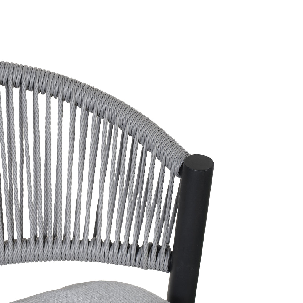 Outdoor Metal Frame Stools with Scallop-Shaped Backrest & Water-Resistant Cushions, Set of 2