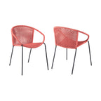 Quilla Indoor Outdoor Stackable Rope Dining Chairs, Set of 2