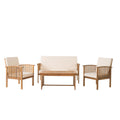 Tidewell 4 Piece Acacia Wood Outdoor Chat Set with Water-Resistant Cushions