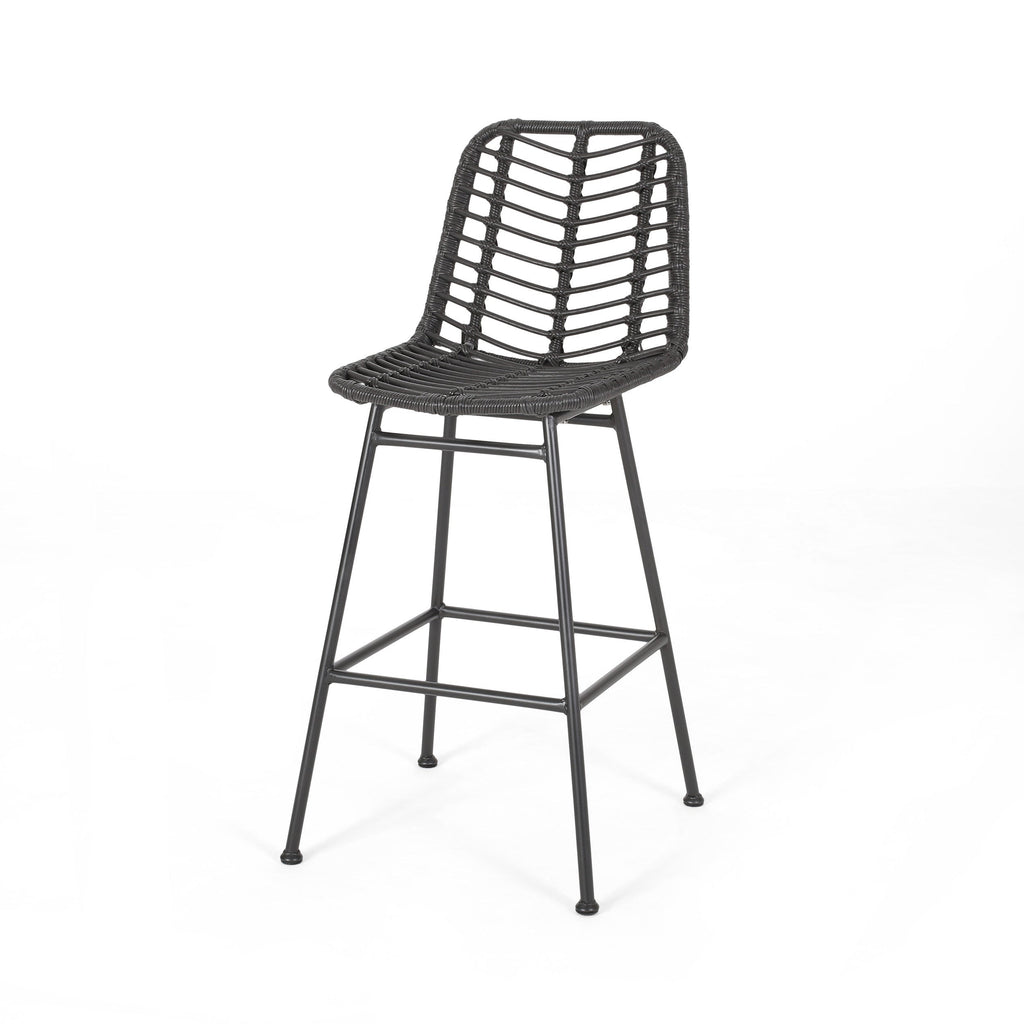 Sawtelle Outdoor Wicker Barstools, Set of 2