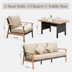 4-Piece Outdoor Set with Coffee Table, 3-Seater Sofa and Lounge Sofa