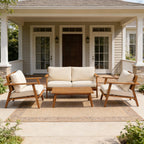 Mid-Century Modern 4-Piece Acacia Wood Outdoor Patio Set