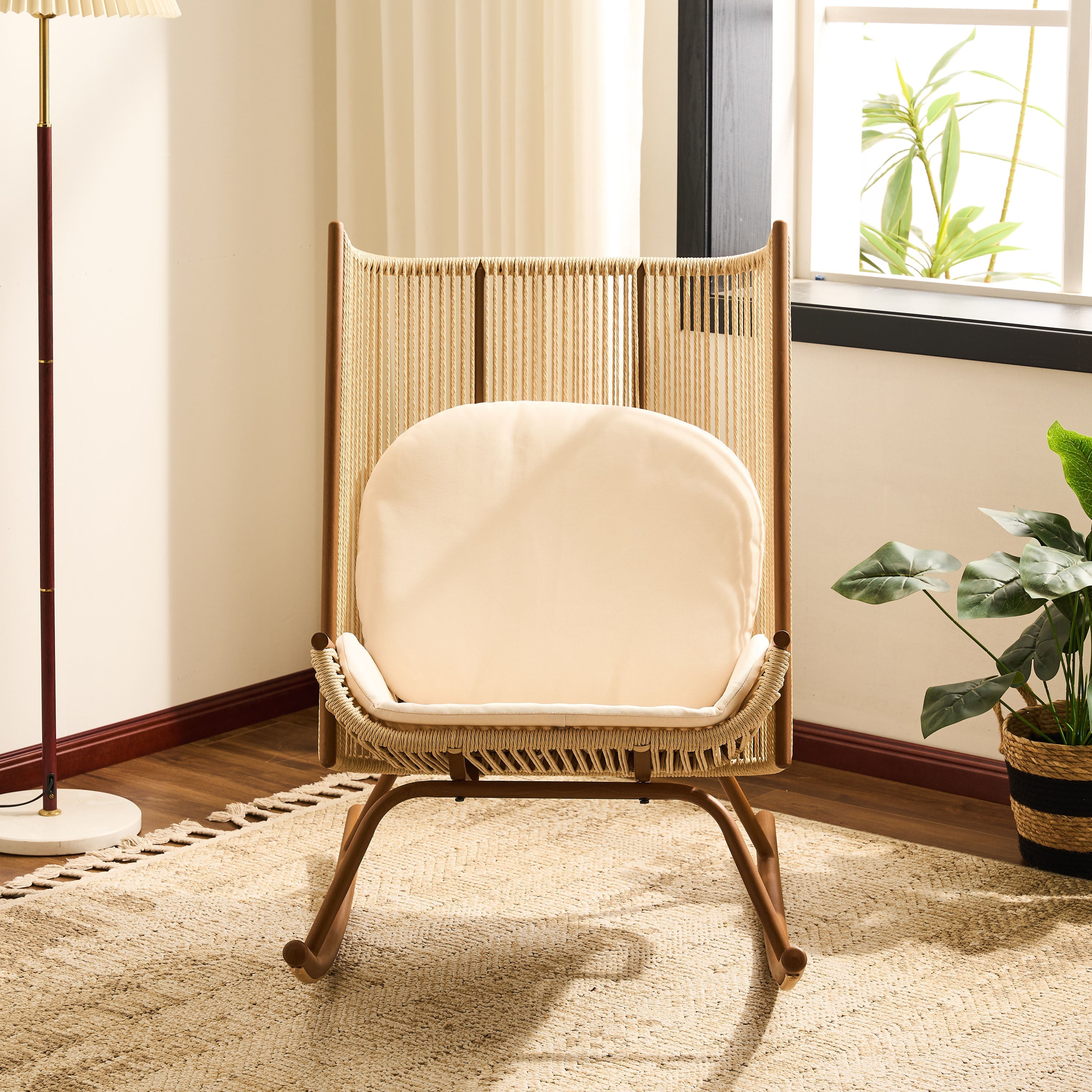 High Square Back Modern Outdoor Rocking Chair