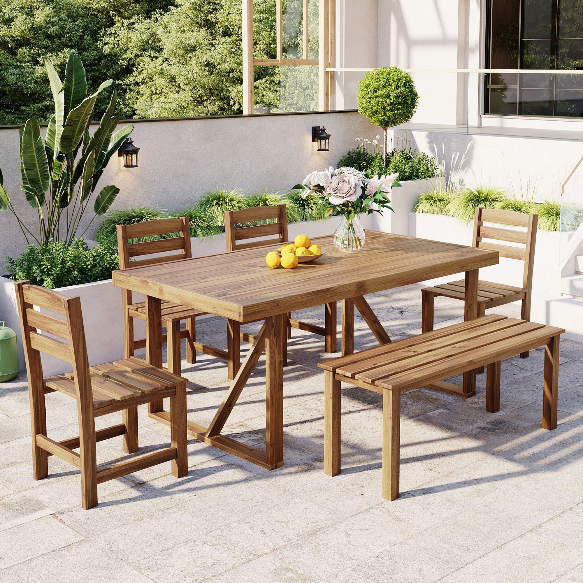 Acacia Wood Outdoor Dining Set