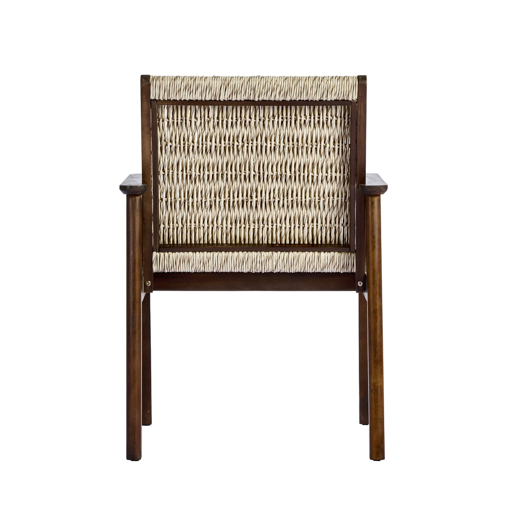 Miles Acacia Wood & Wicker Rattan Woven Dining Chairs, Set of 2