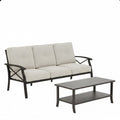Marisol 2 Piece Outdoor Patio Set, 70" All-Weather Metal 3-Seat Sofa and Coffee Table