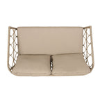 Zircon Outdoor Loveseat with Woven Wicker Weave Design and Back Cushion