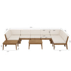 Grenada Outdoor Acacia Wood U-Shape Armless Sectional Sofa