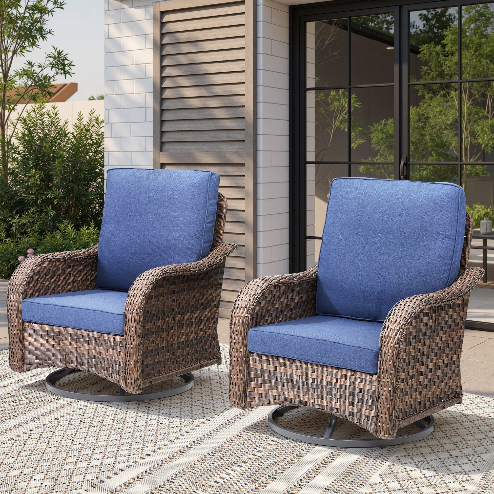 Marlowe Wicker Rocking Swivel Glider Chairs, Set of 2