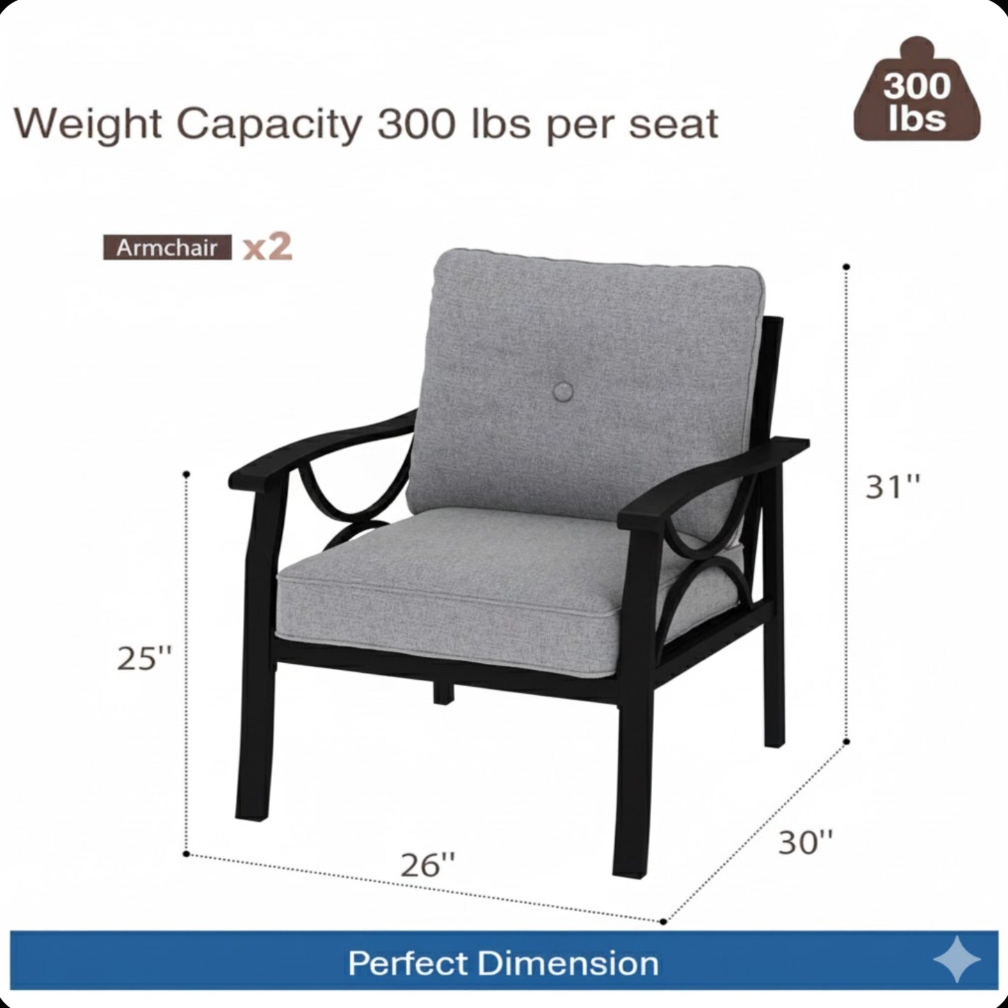 Marisol All-Weather Metal Armchairs, Set of 2