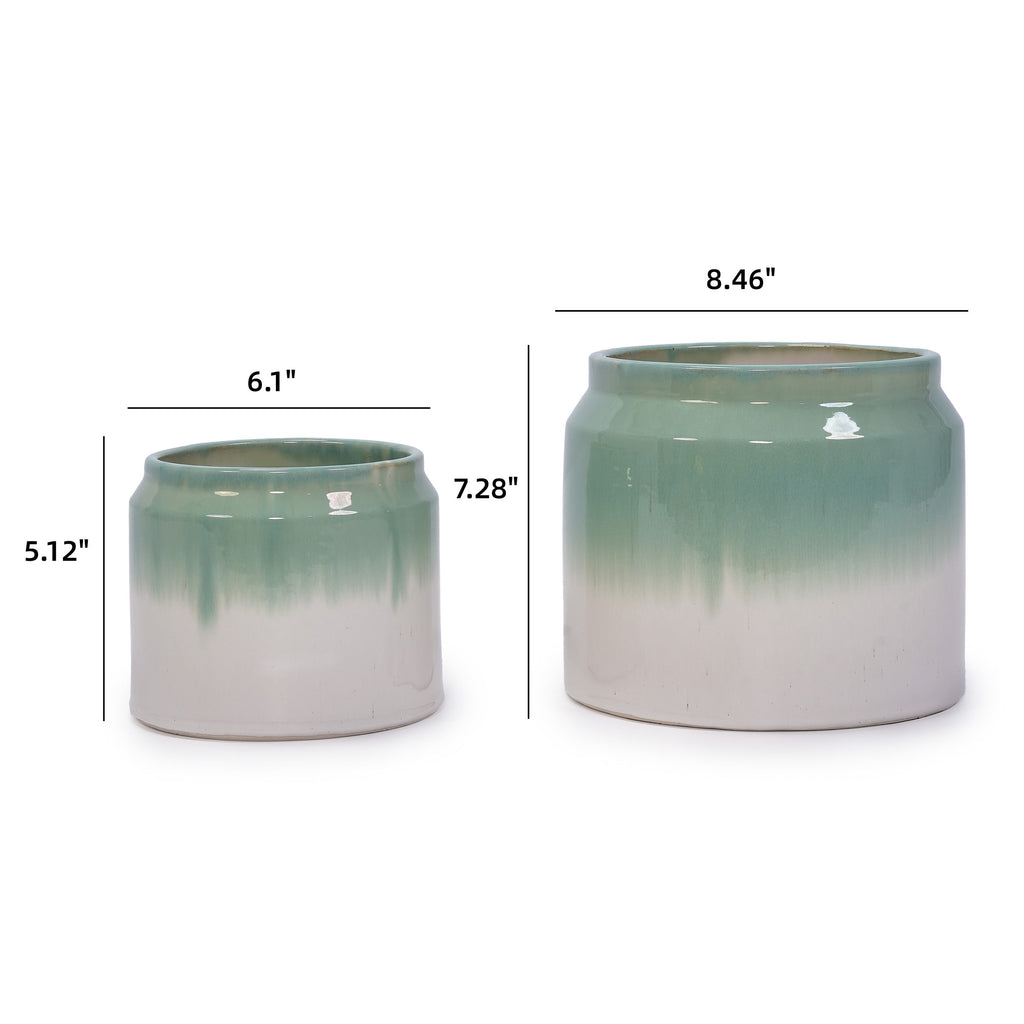 Rumi Blue Handmade Ceramic Planter, Set of 2