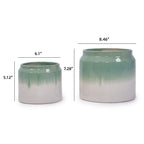 Rumi Blue Handmade Ceramic Planter, Set of 2