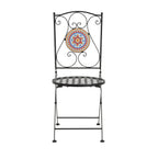 3-Piece Outdoor Chat Set with Ornate Open Scroll Pattern and Ceramic Table Top