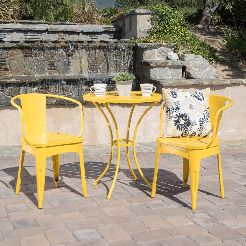 Colman 3-Piece Iron Bistro Set with Table and 2 Chairs