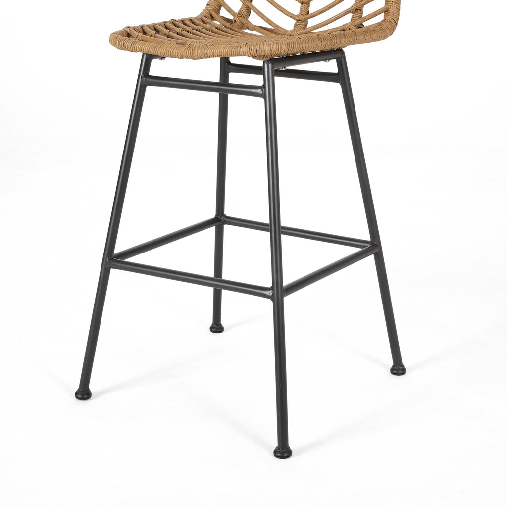 Sawtelle Outdoor Wicker Barstools, Set of 2