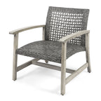 Hampton Outdoor Rattan & Acacia Wood Wicker Club Chairs, Set of 2