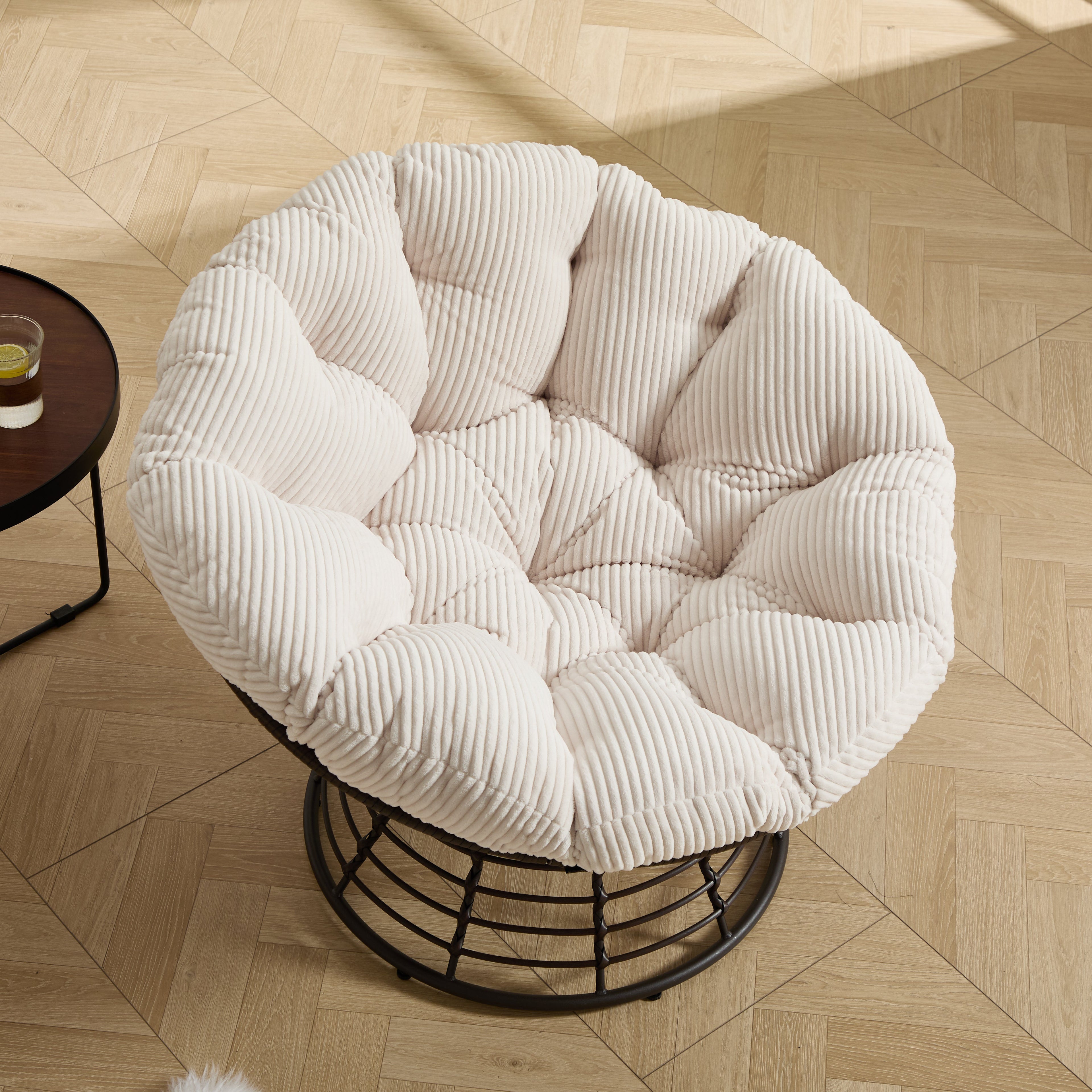 360° Swivel Indoor Outdoor Wicker Papasan Chair with Soft Thick Cushion