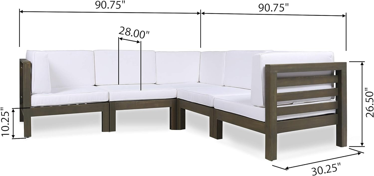 5-Piece Outdoor Sectional with V Shape and Slat Panel Design