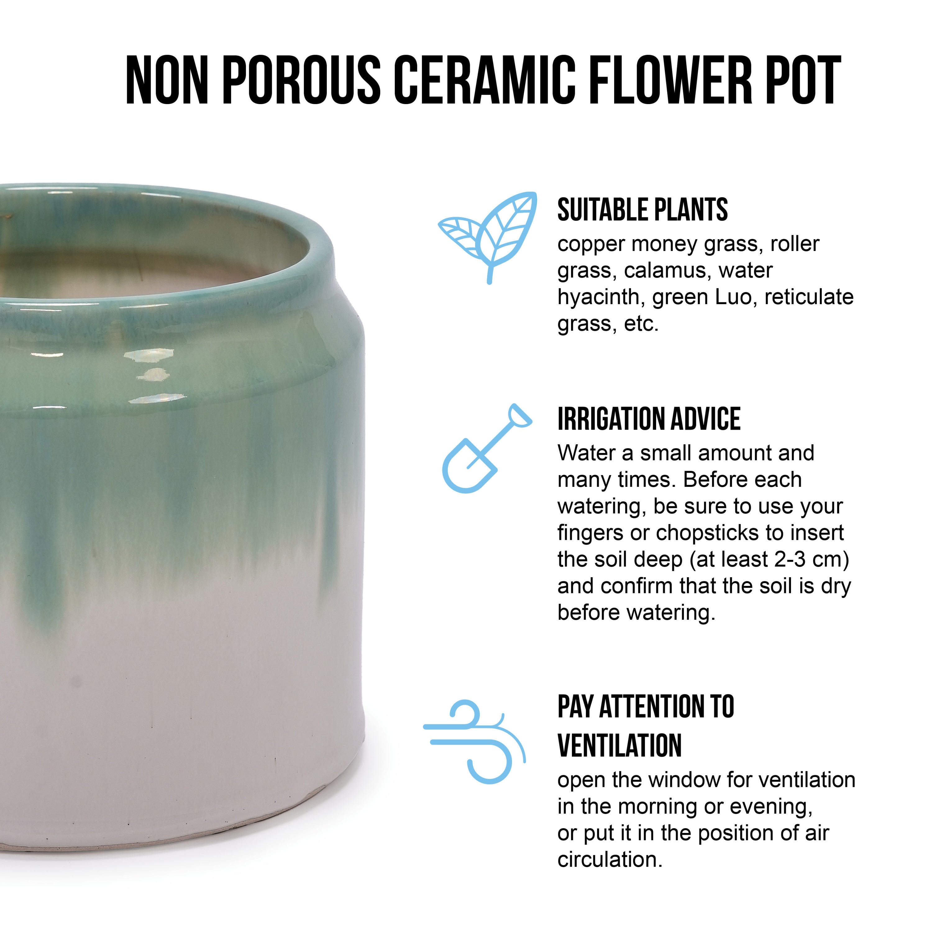 Rumi Blue Handmade Ceramic Planter, Set of 2