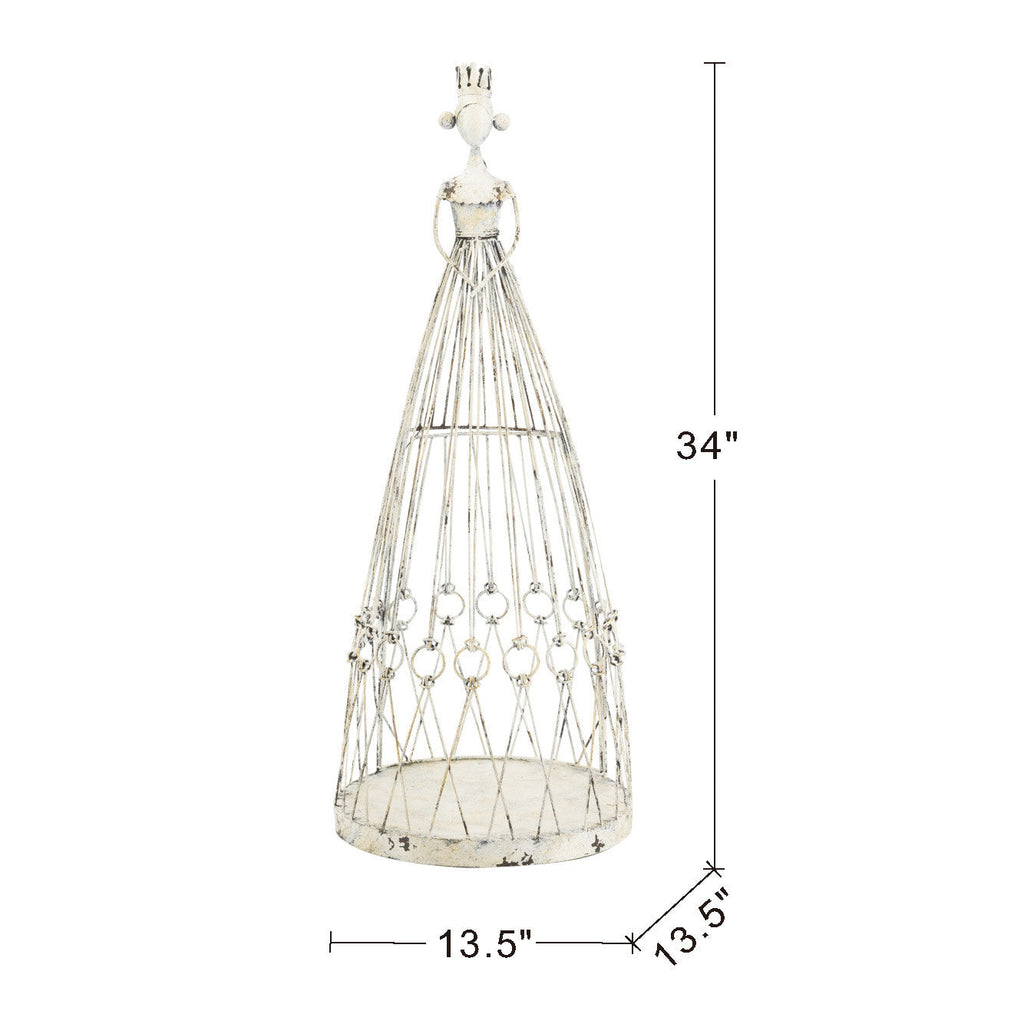 Distressed White Finish Princess Birdcage Birdhouse