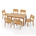 Solene Outdoor Acacia Wood 7-Pieces Expandable Dining Set with Umbrella Hole