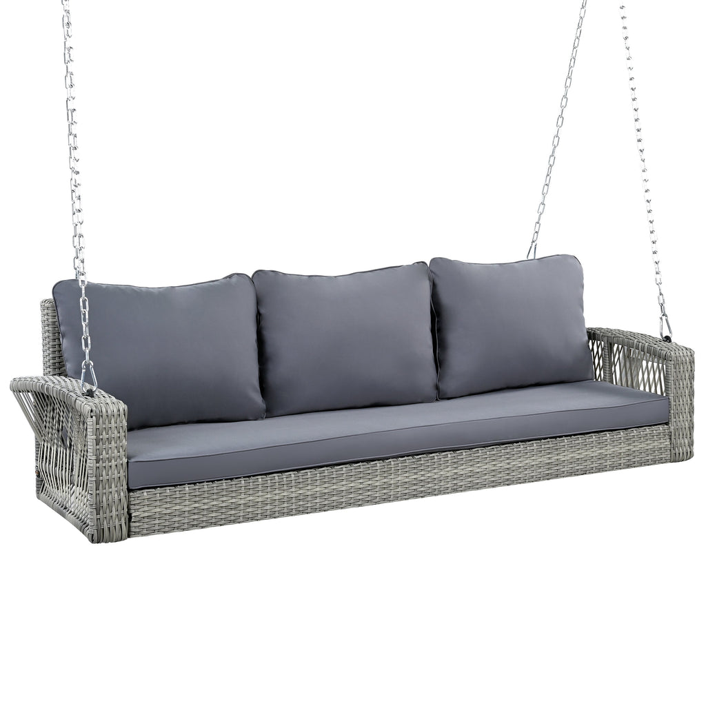 3-Person Large Porch Swing with Cushions