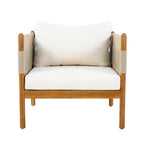 Seabrook Acacia Wood Outdoor Club Chair with Diamond Rope Weave & Cushions