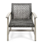 Hampton Outdoor Rattan & Acacia Wood Wicker Club Chairs, Set of 2