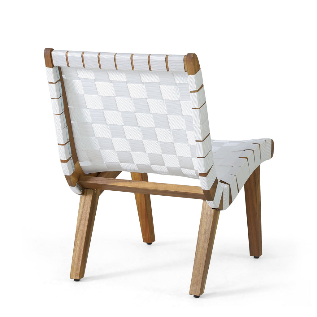 Delights Outdoor Lounge Chair with Rope Weave Design and Wood Frame, Set of 2