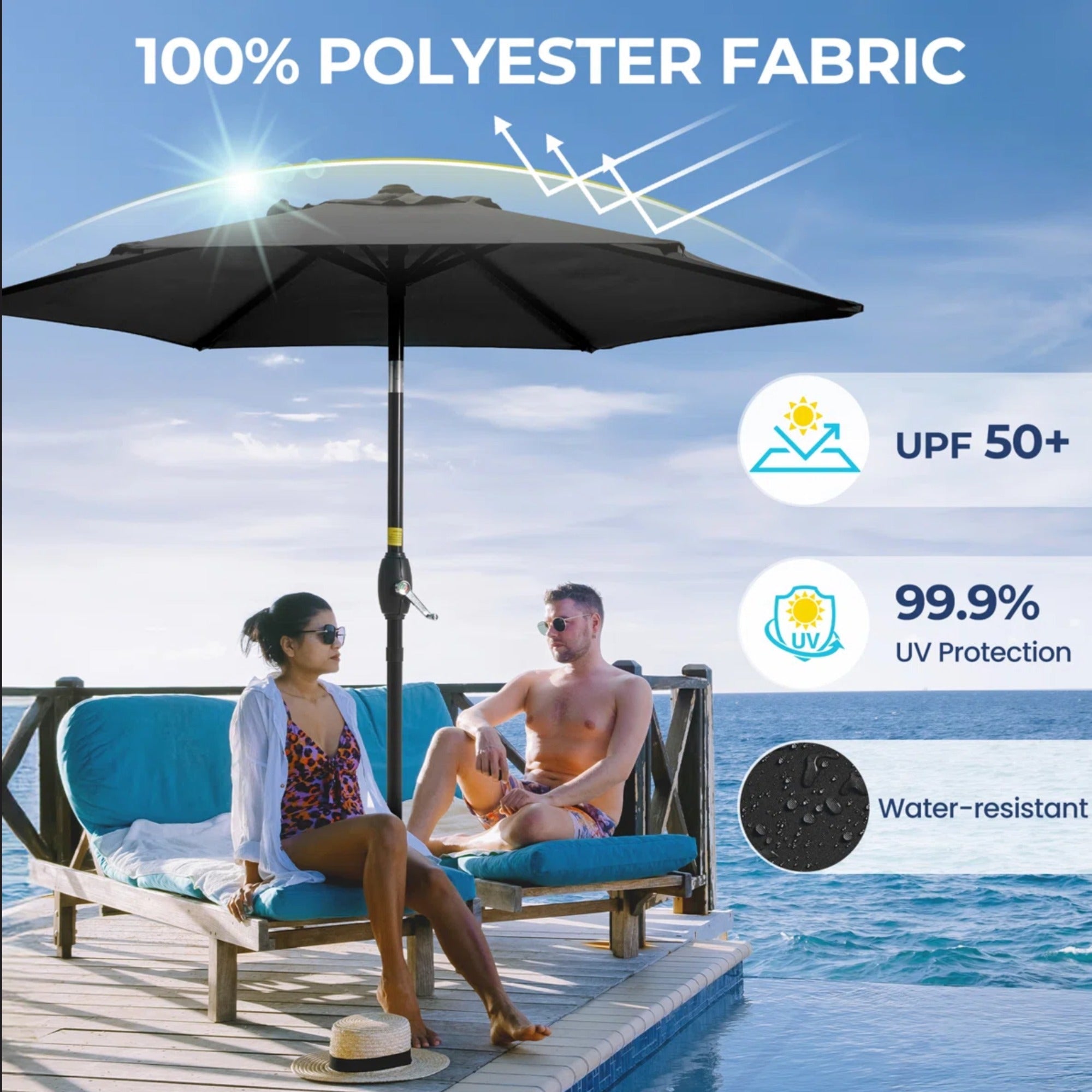 7.5 Feet Market Umbrella with Crank Lift & Tilt, Base Not Included
