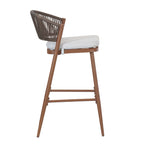 Outdoor Metal Frame Stools with Scallop-Shaped Backrest & Water-Resistant Cushions, Set of 2