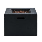 Outdoor Square Fire Pit with Steel Burner, Lava Rocks and Cover
