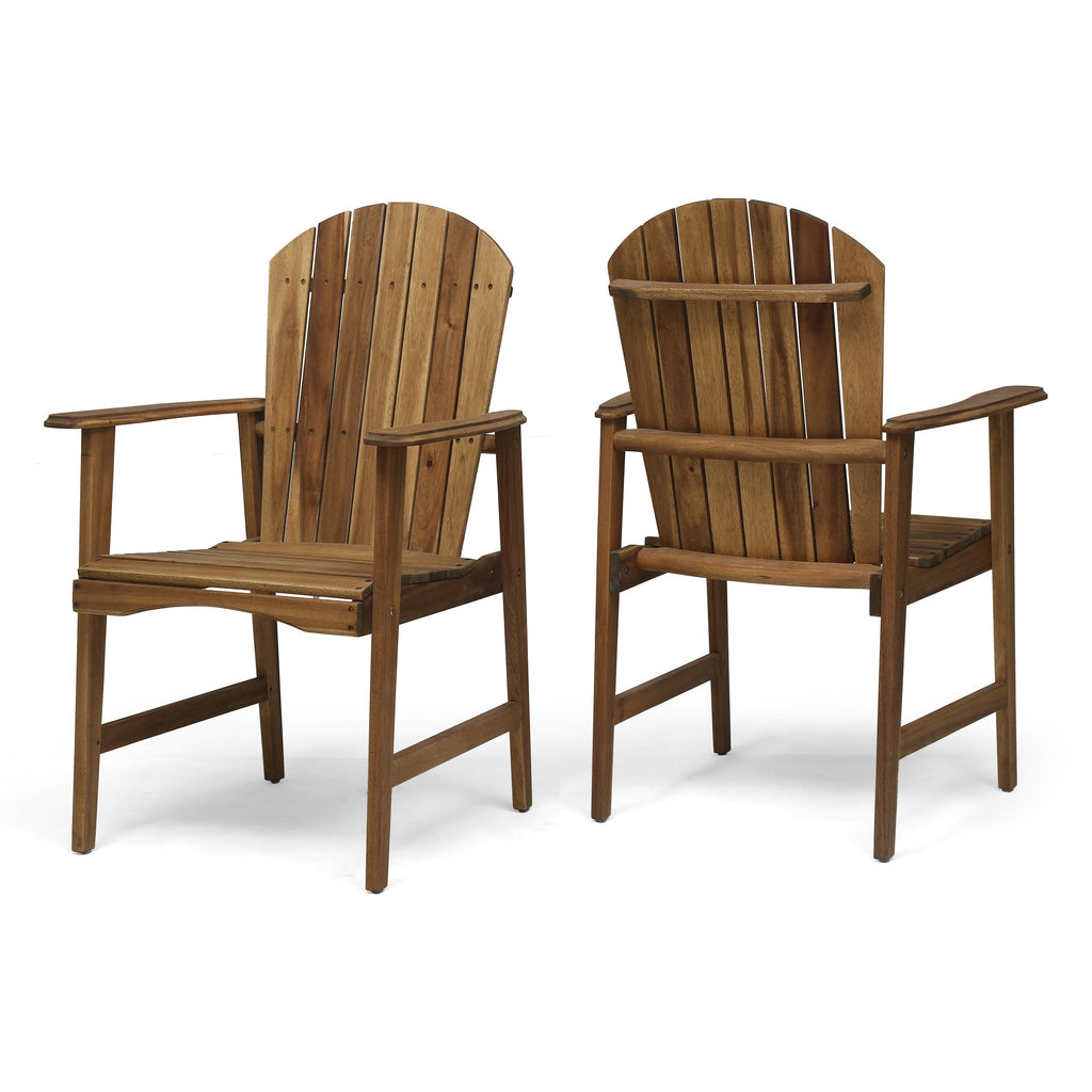 Outdoor Weather Resistant Acacia Wood Adirondack Dining Chairs, Set of 2