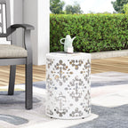 Spherical Outdoor Cylindrical End Table with Iron Cut Design
