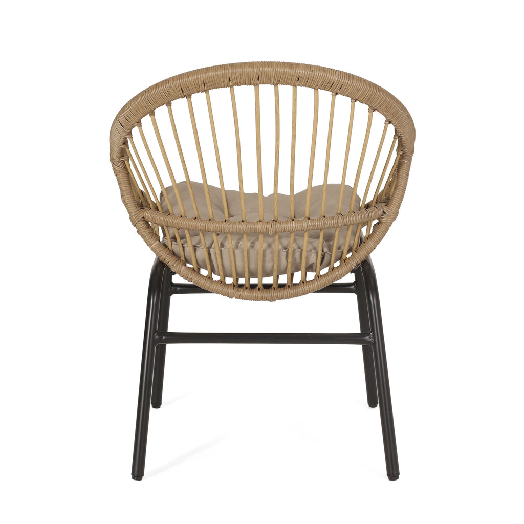 Outdoor Accent Chair with Curved Back and Basket Frame, Set of 2