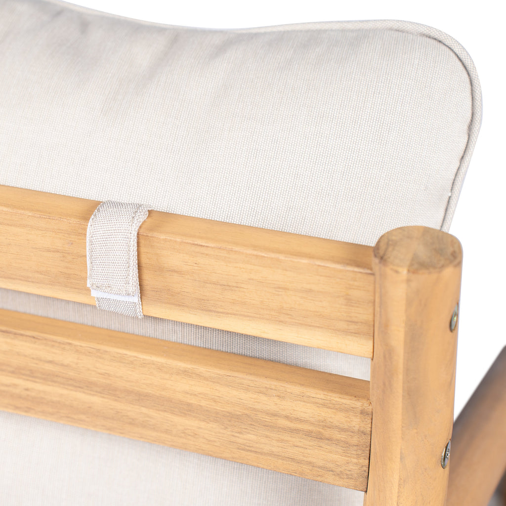 Indira Outdoor Acacia Wood Club Chair with Water-Resistant Cushion