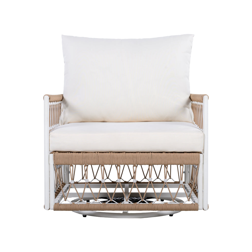 Caspian Outdoor Handwoven Rope Accent Swivel Chairs, Set of 2