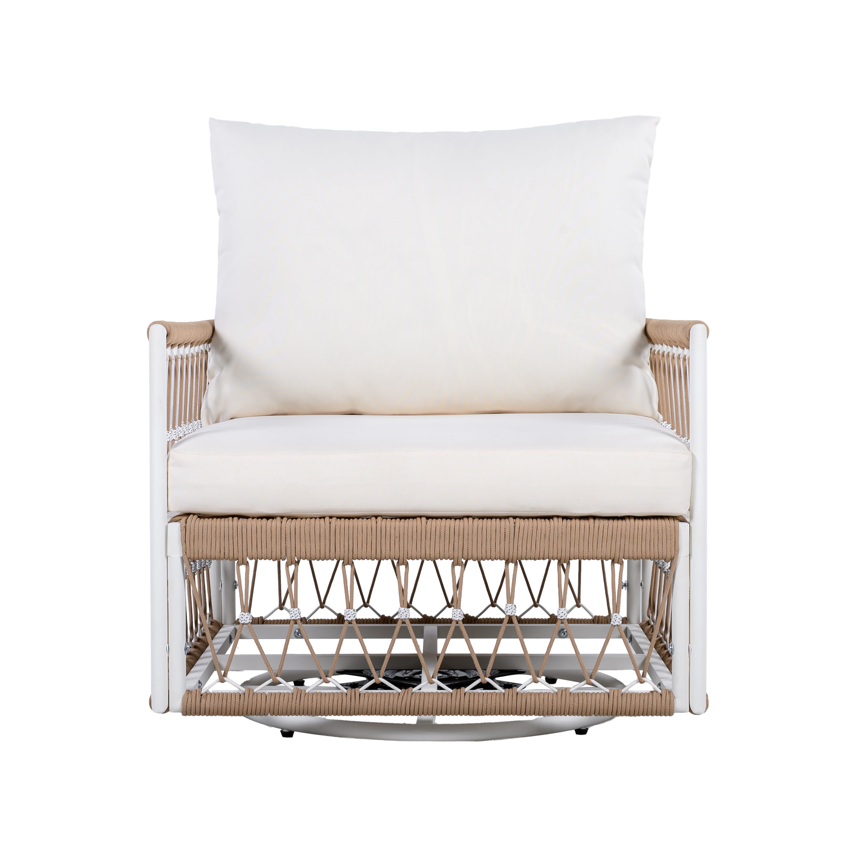 Caspian Outdoor Handwoven Rope Accent Swivel Chairs, Set of 2